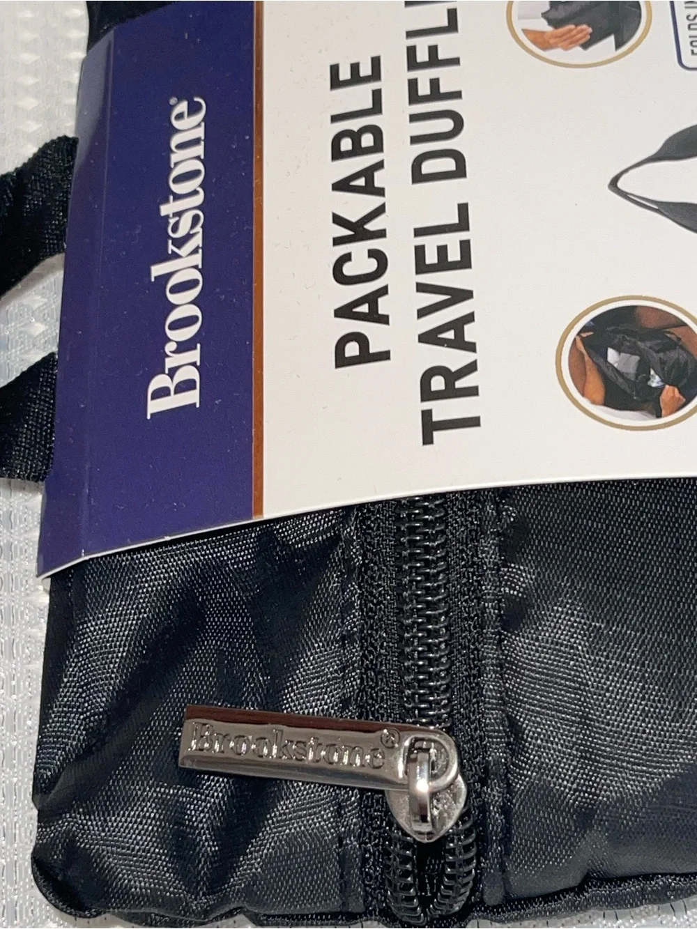 Brookstone Packable Travel Duffle - Black - NWT